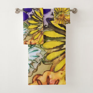 フラワーパワーの浴室タオルセット バスタオルセット