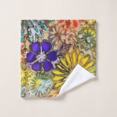 フラワーパワーの浴室タオルセット バスタオルセット (ウォッシュタオル)