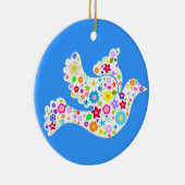 フラワーパワーの白の鳩のオーナメント セラミックオーナメント (右)