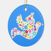 フラワーパワーの白の鳩のオーナメント セラミックオーナメント (左)