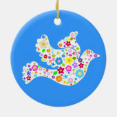 フラワーパワーの白の鳩のオーナメント セラミックオーナメント (裏面)