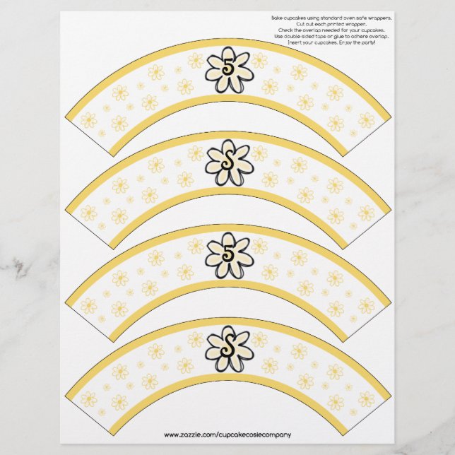 フラワーパワーイエローナンバーまたはイニシャルケーキコージー (正面)