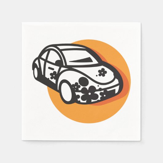 フラワーパワーカーキュートヒッピースタイル スタンダードカクテルナプキン (正面)