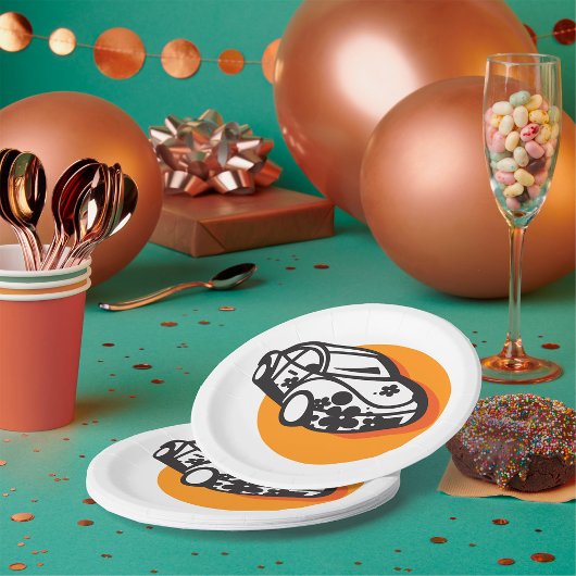 フラワーパワーカーキュートヒッピースタイル ペーパープレート