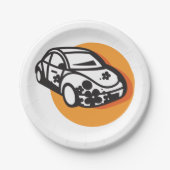 フラワーパワーカーキュートヒッピースタイル ペーパープレート (正面)