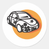 フラワーパワーカーキュートヒッピースタイル ラウンドシール (正面)