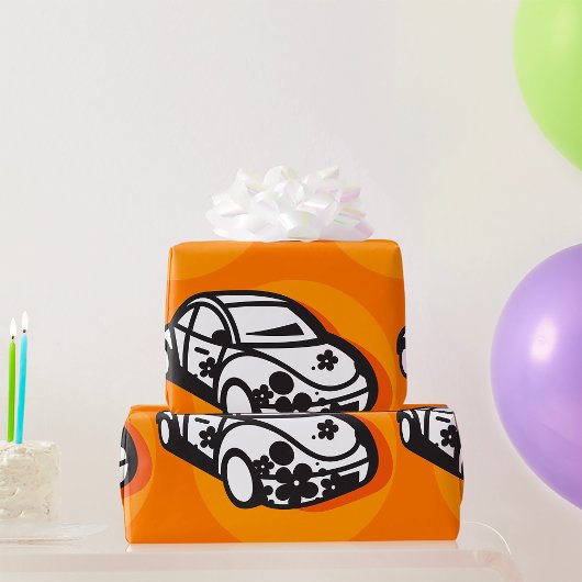 フラワーパワーカーキュートヒッピースタイル ラッピングペーパー