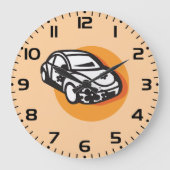 フラワーパワーカーキュートヒッピースタイル ラージ壁時計 (正面)