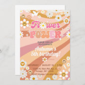 フラワーパワーグルービーガール5th誕生日招待状。 招待状 (正面/裏面)