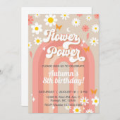 フラワーパワーグルービーガール8th誕生日招待状。 招待状 (正面/裏面)