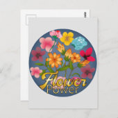 フラワーパワーサイン葉書 ポストカード (正面/裏面)
