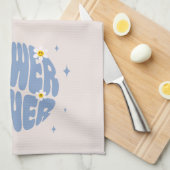 フラワーパワースローガン キッチンタオル (四つ折り)