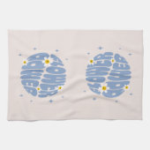 フラワーパワースローガン キッチンタオル (横)