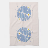 フラワーパワースローガン キッチンタオル (縦)