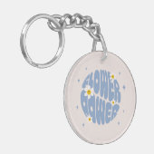 フラワーパワースローガン キーホルダー (正面左)