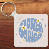 フラワーパワースローガン キーホルダー (正面)