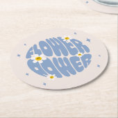 フラワーパワースローガン ラウンドペーパーコースター (アングル)