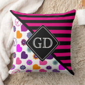 フラワーパワーハートピースパターン+バックグランス。 クッション (ブランケット)