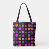 フラワーパワーハートピース開花パターン トートバッグ (裏面)