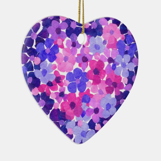 フラワーパワーハート型オーナメント セラミックオーナメント (右)