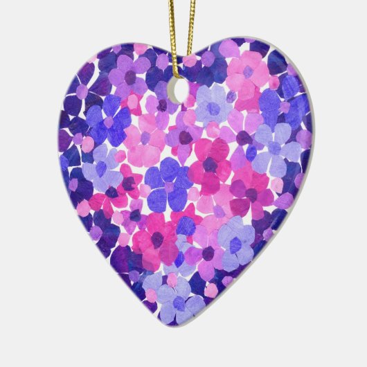 フラワーパワーハート型オーナメント セラミックオーナメント (左)