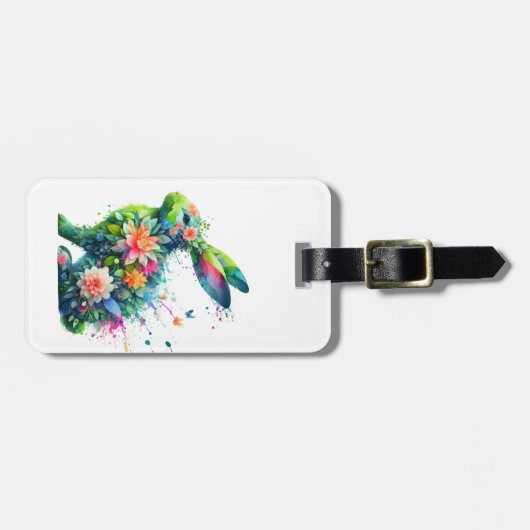 フラワーパワーバニーウサギ ラゲッジタグ (正面横)