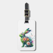 フラワーパワーバニーウサギ ラゲッジタグ (正面縦)