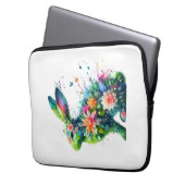 フラワーパワーバニーウサギ ラップトップスリーブ (正面左)