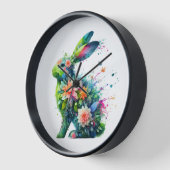 フラワーパワーバニーウサギ 壁時計 (傾斜)