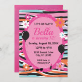 フラワーパワーバースデーパーティー 招待状 (正面/裏面)