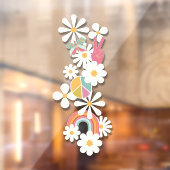 フラワーパワーヒッピーピースサインウィンドウデカール ウィンドウサイン (シート2)