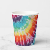 フラワーパワーヒッピー絞り染め紙プレートナプキンス 紙コップ (裏面)