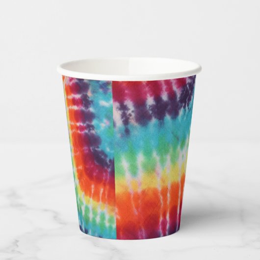 フラワーパワーヒッピー絞り染め紙プレートナプキンス 紙コップ (左)