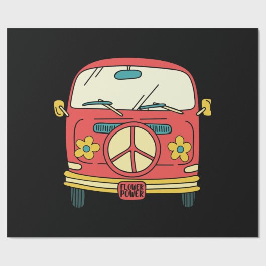 フラワーパワーピースサインヴィンテージマイクロバスバン ラッピングペーパー (フラット)
