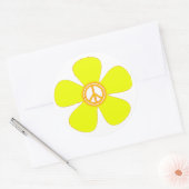 フラワーパワーピースサイン ラウンドシール (封筒)