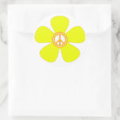 フラワーパワーピースサイン ラウンドシール (バッグ)