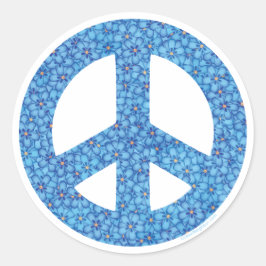 フラワーパワーピースサイン ラウンドシール