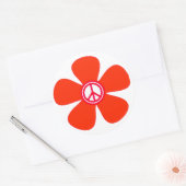 フラワーパワーピースサイン ラウンドシール (封筒)