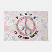 フラワーパワーピースサインI +あなたの背中。&アイディア ドアマット (正面)