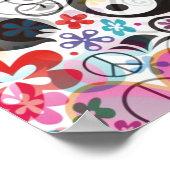 フラワーパワーピースサインI +あなたの背景 ポスター (角)