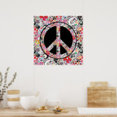 フラワーパワーピースサインI +あなたの背景 ポスター (キッチン)