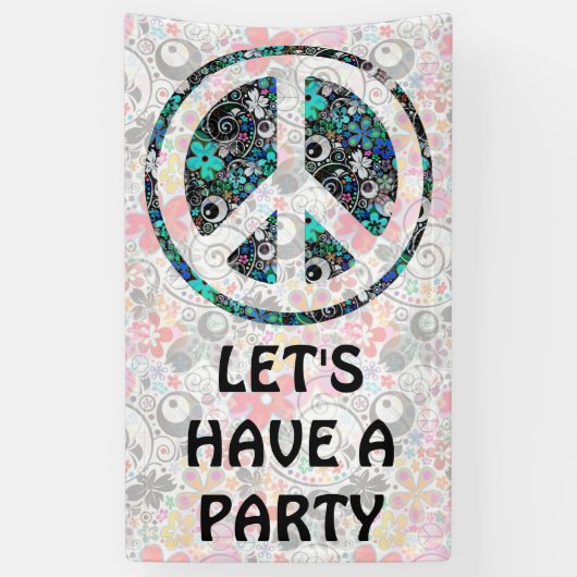 フラワーパワーピースサインII +あなたのバックガー。&アイディア 横断幕 (縦)