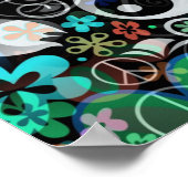 フラワーパワーピースサインII +あなたの背景 ポスター (角)