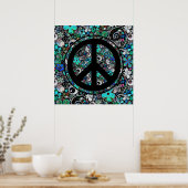 フラワーパワーピースサインII +あなたの背景 ポスター (キッチン)