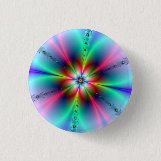 フラワーパワーフラクタル 缶バッジ (正面)