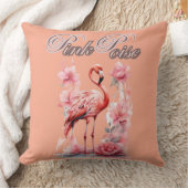 フラワーパワーフラミンゴ | ピンクウォーターカラーアート クッション (ブランケット)
