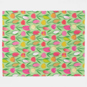 フラワーパワーフラワーシームレスパターン8 フリースブランケット (正面(横))