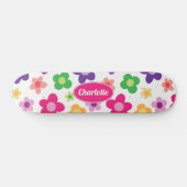 フラワーパワーフローラパープル&ピンクカスタム スケートボード (横)