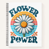 フラワーパワーブルーのカスタマイズ可能な名前 ノートブック (正面)