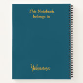 フラワーパワーブルーのカスタマイズ可能な名前 ノートブック (裏面)